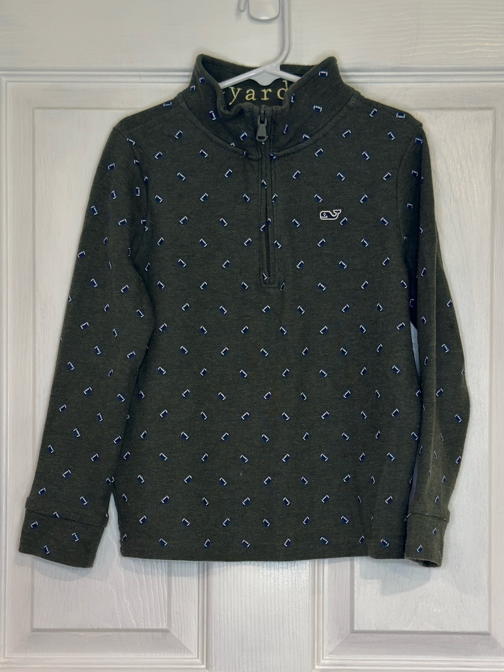 Vineyard Vines Green Kids Football Print Half-Zip Pullover- 6